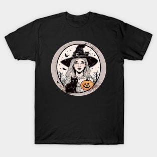 Witch With Black Cat # 7 T-Shirt